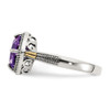 Amethyst Ring .925 Sterling Silver & 14K Gold Accent Size 6-8 Shey Couture
