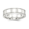 Sterling Silver Polished 6mm Grooved Flat Center Wedding Band Sizes 7 to 13.5