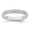 Sterling Silver Polished Unisex 3mm Milgrain Half Round Wedding Band Sz 4 - 13.5