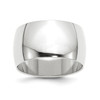 10k White Gold Unisex Polished 12mm Half Round Wedding Band Sizes 4 to 14