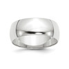 10k White Gold Unisex Lightweight 8mm Half Round Wedding Band Sizes 4 to 14