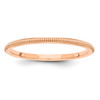 14k Rose Gold Unisex 1.5mm Flat Edge Milgrain Center Wedding Band Sizes 4 to 8