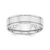 14k White Gold Standard Weight 6mm Satin & Grooved Flat Wedding Band Sz 7 - 13.5