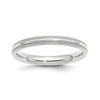 14k White Gold Comfort Fit 3mm Half Round Milgrain Wedding Band Sizes 4 to 14