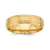 14k Yellow Gold Standard Weight Comfort 6mm Satin Groove Wedding Band Sz 7-13.5