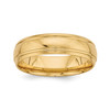 14k Yellow Gold Standard Weight 6mm Half Round Groove Wedding Band Size 7 - 13.5