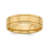 14k Yellow Gold Standard Weight 6mm Satin Grooved Flat Wedding Band Sz 7 - 13.5