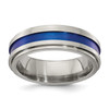 Edward Mirell Titanium 7mm Blue Anodized Wide Grooved Wedding Band Sizes 7 - 13