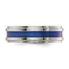Edward Mirell Titanium 7mm Blue Anodized Wide Grooved Wedding Band Sizes 7 - 13