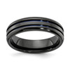 Black Ti Titanium 6mm Blue Anodized Grooved & Beveled Wedding Band Sizes 7 to 13