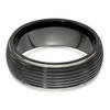 Edward Mirell Black Ti Titanium 8mm Grey Edge Grooved Wedding Band Size 7 - 13
