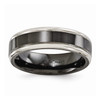 Edward Mirell Black Ti Titanium 6.5mm Grey Edge Flat Wedding Band Sizes 6 to 13