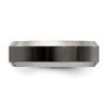 Edward Mirell Black Ti Titanium 7mm Grey Edge Beveled Wedding Band Sizes 7 to 13