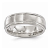 Edward Mirell Grey Titanium 7mm Brushed & Round Step Wedding Band Sizes 7 to 13