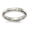 Edward Mirell Grey Titanium 4mm Brushed & Flat Step Wedding Band Sizes 5 to 12
