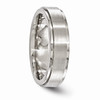 Edward Mirell Grey Titanium 6mm Brushed & Flat Step Wedding Band Sizes 6 to 13