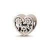 Reflection Beads Sterling Silver Antique Finish 2-Sided Mom Floral Heart Bead
