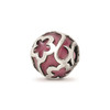 Reflection Beads Sterling Silver Purple Enameled Floral & Swirl Pattern Bead