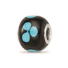 Reflection Beads Sterling Silver Black & Blue Floral Hand-Blown Glass Bead