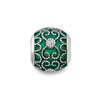 Reflection Beads Sterling Silver White CZ Green Enameled Filigree Design Bead