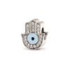 Reflection Beads Sterling Silver White CZ Blue Enameled Hamsa Chamseh Bead