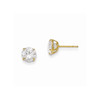 14k Yellow Gold 6mm Round CZ Basket Set Stud Earrings Madi K Childrens Jewelry - GK664