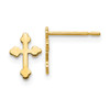 14k Yellow Gold Children's Cross Post Earrings 8mm x 6mm Madi K Kids Jewelry - GK682