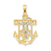 14K Two Tone Gold Solid Mariner's Crucifix Cross Christianity Religious Pendant - K2210
