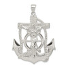.925 Sterling Silver Flat Back & Textured Mariner Cross Anchor Pendant - QC8362