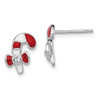 Sterling Silver Rhodium-plated Madi K Kids Enamel Swarovski Candy Cane Earrings - QGK146