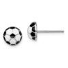 Sterling Silver Rhodium-plated Madi K Kids 8mm Enamel Soccer ball Post Earrings - QGK149