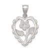 .925 Sterling Silver Polished & Textured Mini Flower Center Heart Pendant - QP4436