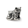 Exotic Shorthair Cat Bead .925 Sterling Silver Antique Finish Reflection Beads - QRS1269