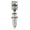 Syringe Dangle Bead .925 Sterling Silver Antique Finish Reflection Beads - QRS1385