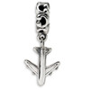 Airplane Dangle Bead .925 Sterling Silver Antique Finish Reflection Beads - QRS1397