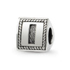Letter I Triangle Block Bead .925 Sterling Silver Antiqued Reflection Beads - QRS1429I