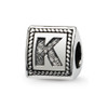 Letter K Triangle Block Bead .925 Sterling Silver Antiqued Reflection Beads - QRS1429K