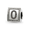 Number 0 Triangle Block Bead .925 Sterling Silver Antiqued Reflection Beads - QRS1429N0