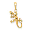 14K Yellow Gold Polished Animal Theme Reptile Gecko Lizard Dangle Pendant