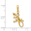 14K Yellow Gold Polished Animal Theme Reptile Gecko Lizard Dangle Pendant