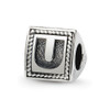 Letter U Triangle Block Bead .925 Sterling Silver Antiqued Reflection Beads - QRS1429U