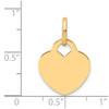 Ladies 14K Yellow Gold Polished & Engraveable Flat Heart Pendant For Necklace