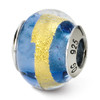 Blue & Gold Italian Murano Glass Bead 925 Sterling Silver Fancy Reflection Beads - QRS1523