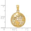 14k Yellow Gold Polish Solid Concave Earth Globe Charm