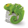 Enameled Lizard on Log Bead .925 Sterling Silver Antique Finish Reflection Beads - QRS2964