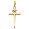 14K Yellow & White Gold Polished Casted Crucifix Cross Religious Charm Pendant