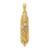 14K Two-Tone Gold Solid Polished Judaism Mezuzah With Shin Charm