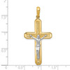 14K Yellow And White Gold Solid Polished Hollow Crucifix Pendant