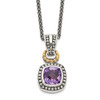 Sterling Silver & 14k Gold Accent Amethyst Antiqued 18" Necklace Shey Couture - QTC1028