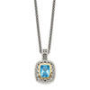 Swiss Blue Topaz 18" Necklace .925 Sterling Silver 14K Gold Accent Shey Couture - QTC1060
